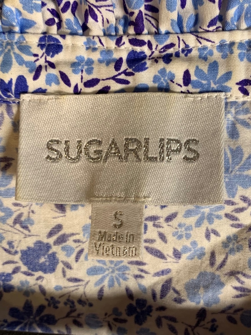 Sugar lips sz small blue floral top or dress - Picture 3 of 9